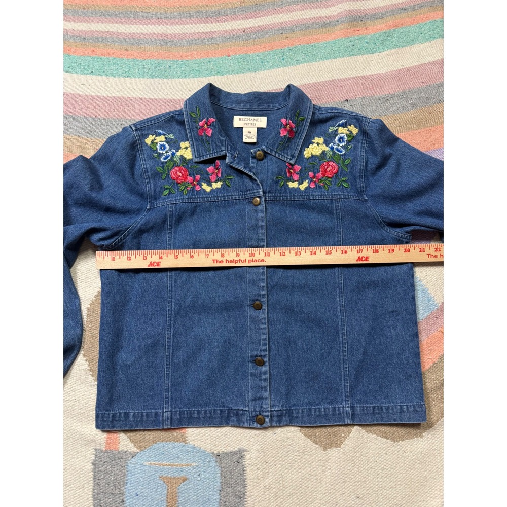 Vintage Embroidered Denim Jacket Floral Cottagecore Prairie Anthro Vibes – PM - Picture 4 of 5